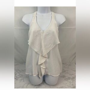CHARLOTTE RUSSE Off White Blouse Womens S Sleeveless Layered Top U​​​​